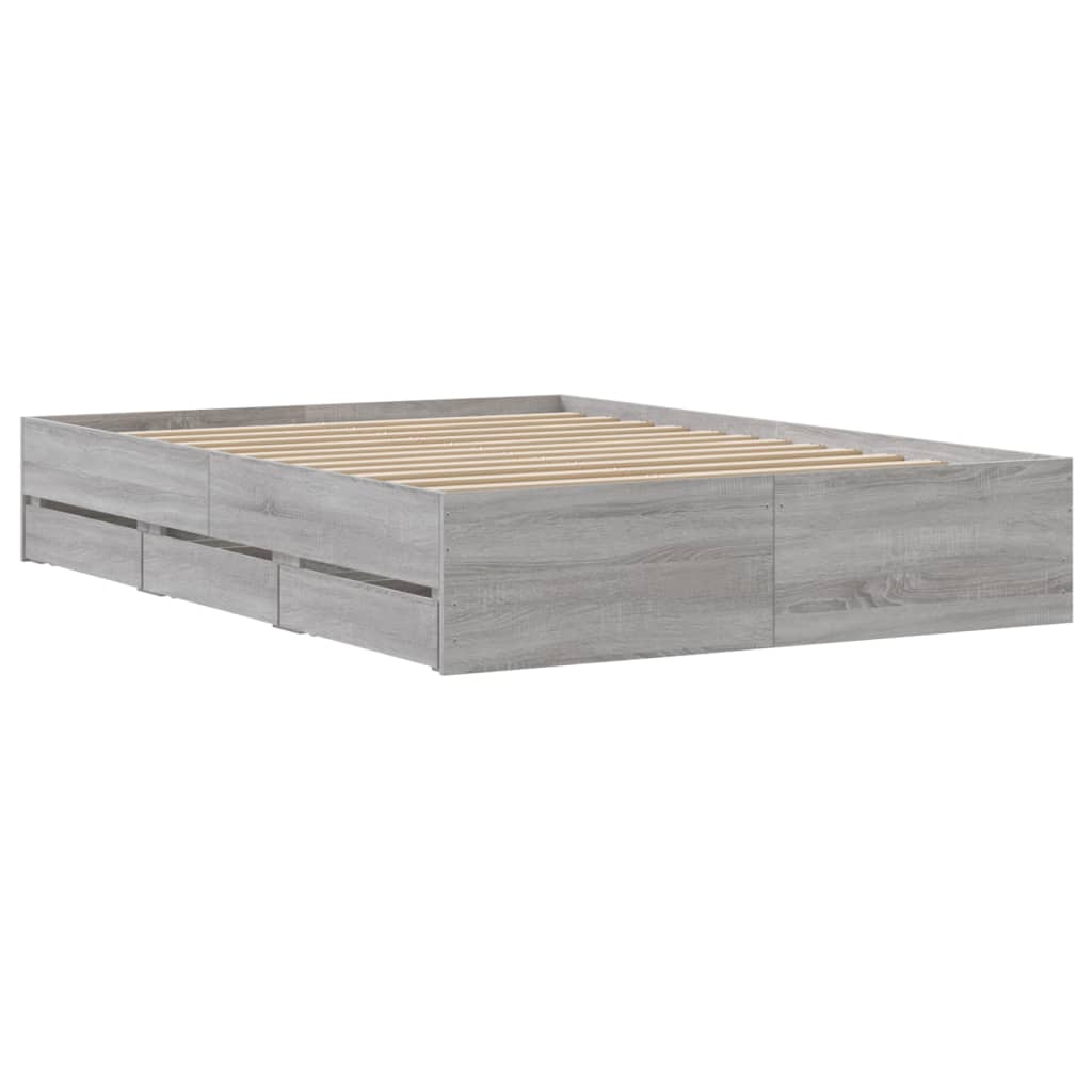Πλαίσιο Κρεβατιού με συρτάρια Γκρι sonoma 120x200εκ. Επεξ. Ξύλο