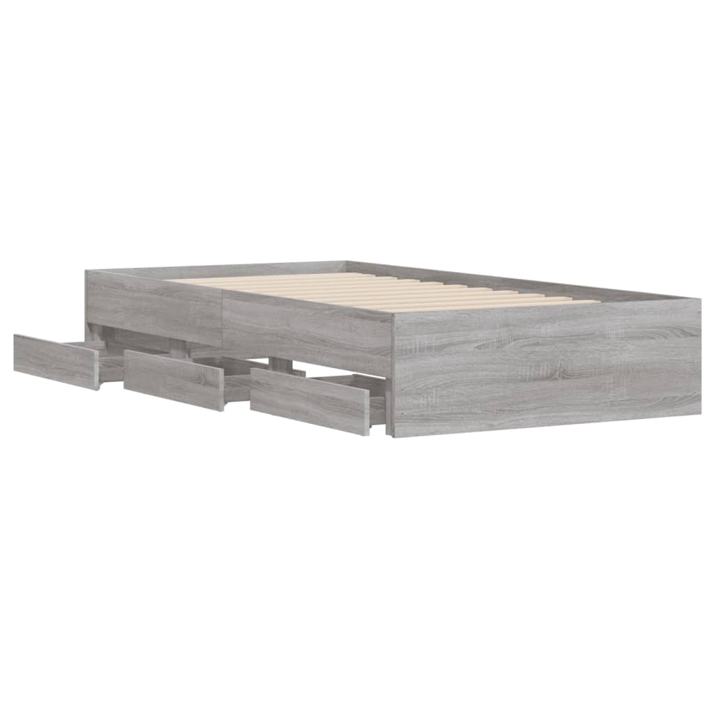 Πλαίσιο Κρεβατιού με συρτάρια Γκρι sonoma 90x200εκ. Επεξ. Ξύλο