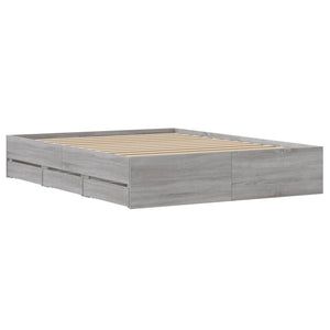 Πλαίσιο Κρεβατιού με συρτάρια Γκρι sonoma 140x190εκ. Επεξ. Ξύλο - Pakobazaar