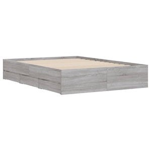 Πλαίσιο Κρεβατιού με συρτάρια Γκρι sonoma 135x190εκ. Επεξ. Ξύλο