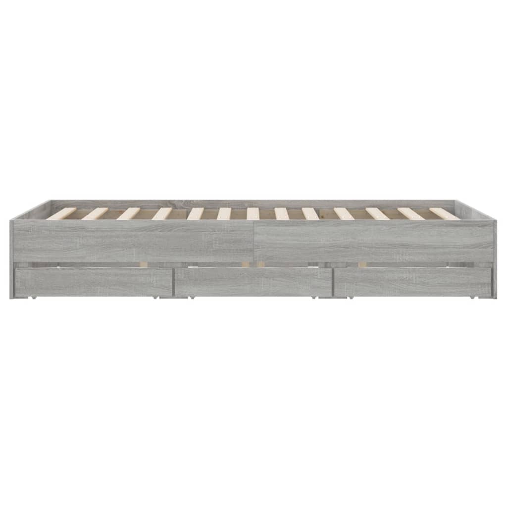 Πλαίσιο Κρεβατιού με συρτάρια Γκρι sonoma 135x190εκ. Επεξ. Ξύλο