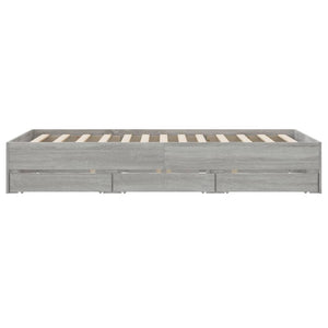Πλαίσιο Κρεβατιού με συρτάρια Γκρι sonoma 135x190εκ. Επεξ. Ξύλο