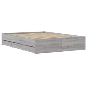 Πλαίσιο Κρεβατιού με συρτάρια Γκρι sonoma 135x190εκ. Επεξ. Ξύλο