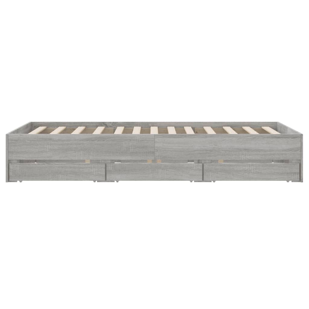 Πλαίσιο Κρεβατιού με συρτάρια Γκρι sonoma 120x190εκ. Επεξ. Ξύλο