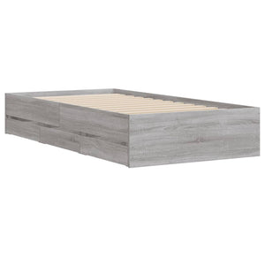 Πλαίσιο Κρεβατιού με Συρτάρια Γκρι Sonoma 75x190 εκ. Επεξ. Ξύλο