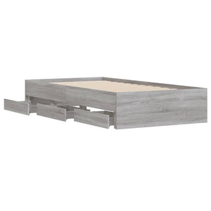 Πλαίσιο Κρεβατιού με Συρτάρια Γκρι Sonoma 75x190 εκ. Επεξ. Ξύλο