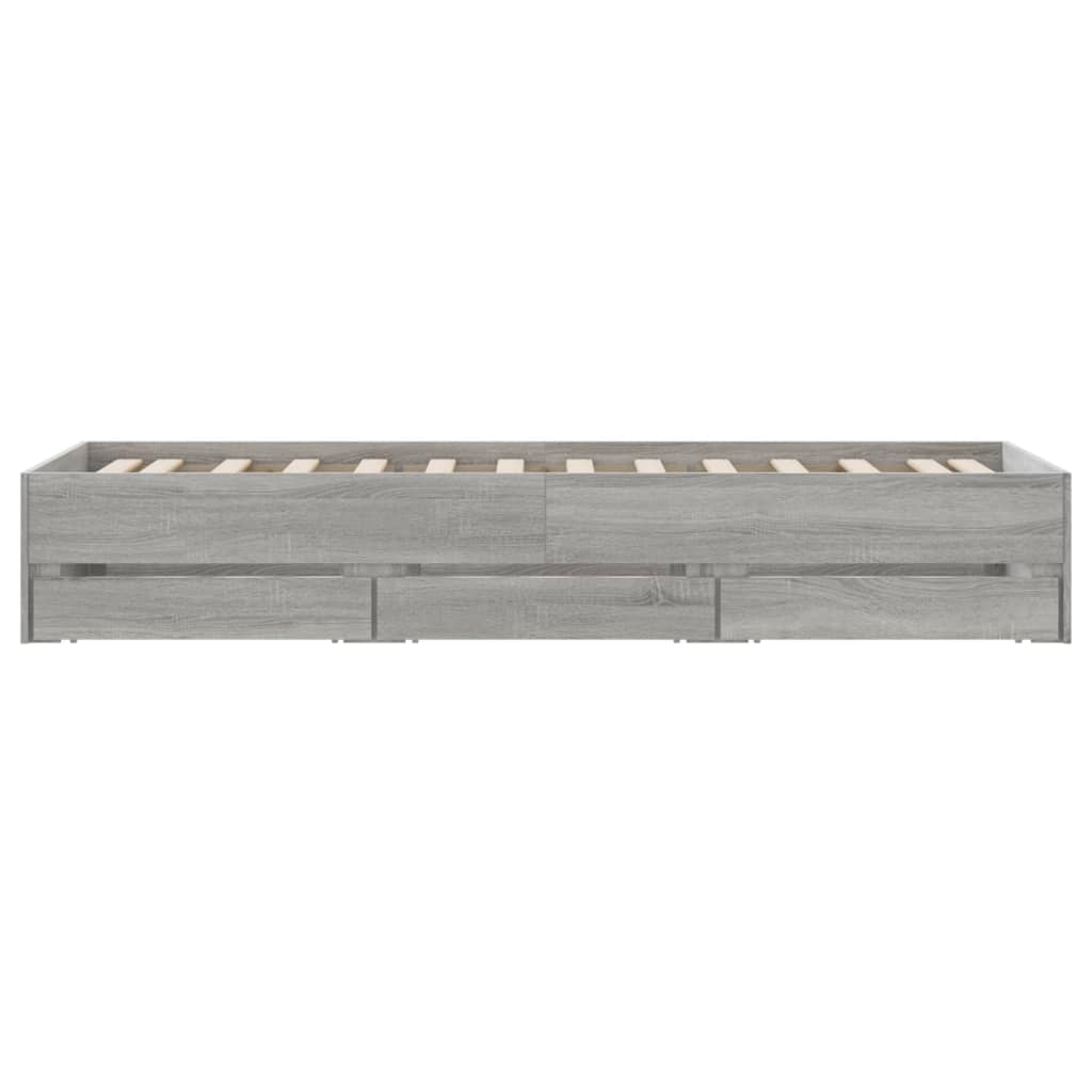 Πλαίσιο Κρεβατιού με Συρτάρια Γκρι Sonoma 75x190 εκ. Επεξ. Ξύλο