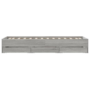 Πλαίσιο Κρεβατιού με Συρτάρια Γκρι Sonoma 75x190 εκ. Επεξ. Ξύλο