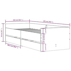 Πλαίσιο Κρεβατιού με Συρτάρια Γκρι sonoma 100x200 εκ.