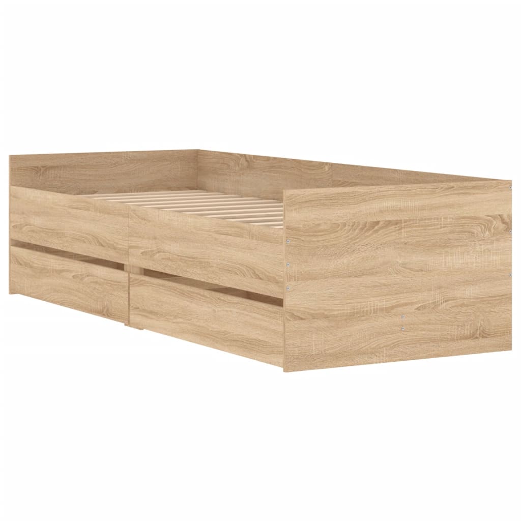 Πλαίσιο Κρεβατιού Με Συρτάρια Sonoma Δρυς 75x190εκ Small Single