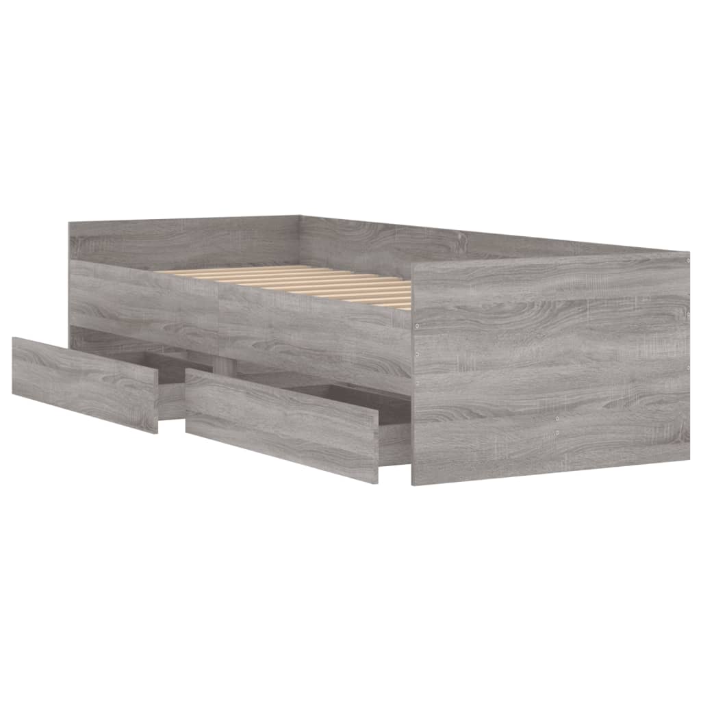 Πλαίσιο Κρεβατιού Με Συρτάρια Γκρι Sonoma 75x190εκ Small Single