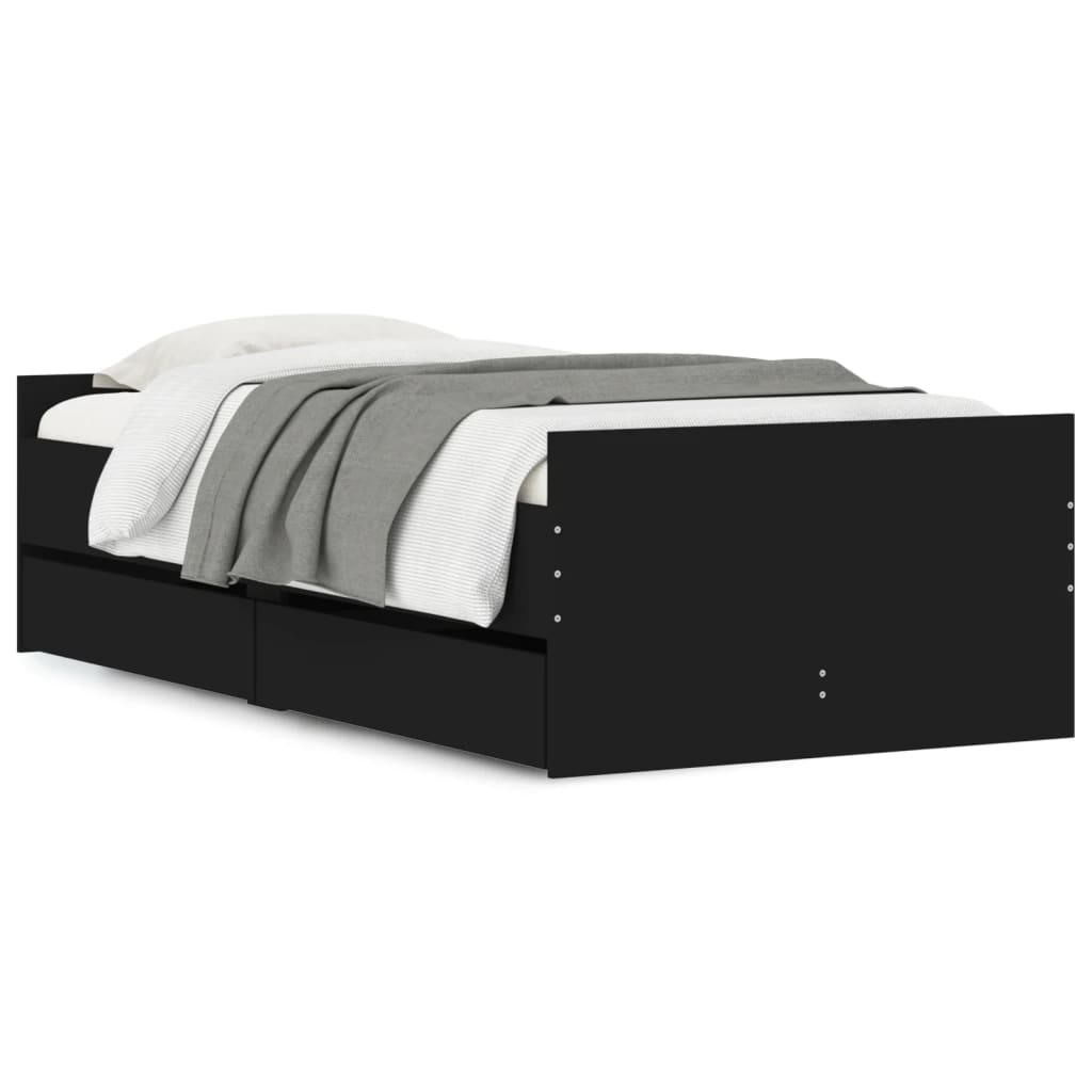 Πλαίσιο Κρεβατιού Με Συρτάρια Μαύρο 75x190 εκ Small Single - Pakobazaar