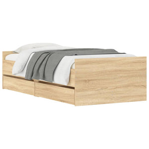 Πλαίσιο Κρεβατιού Με Συρτάρια Sonoma Δρυς 75x190εκ Small Single