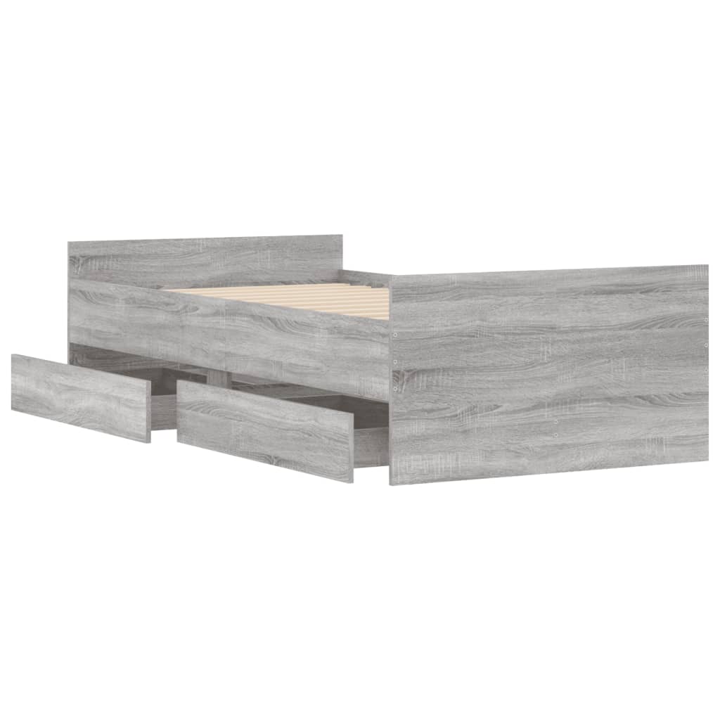 Πλαίσιο Κρεβατιού Με Συρτάρια Γκρι Sonoma 75x190εκ Small Single
