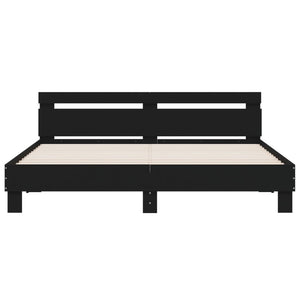 Πλαίσιο Κρεβατιού με Κεφαλάρι Μαύρο 160x200 εκ. Επεξ. Ξύλο