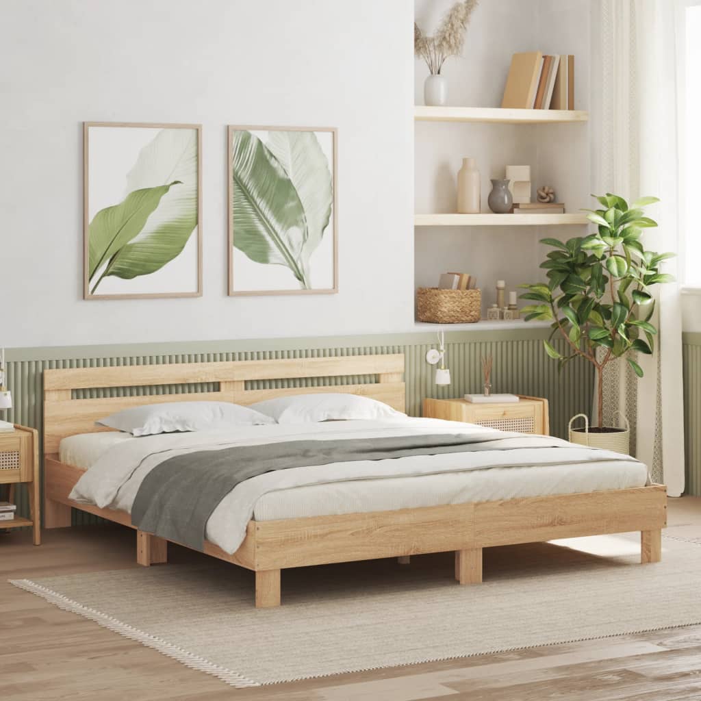 Πλαίσιο Κρεβατιού με Κεφαλάρι Sonoma Δρυς 160x200εκ. Επεξ. Ξύλο