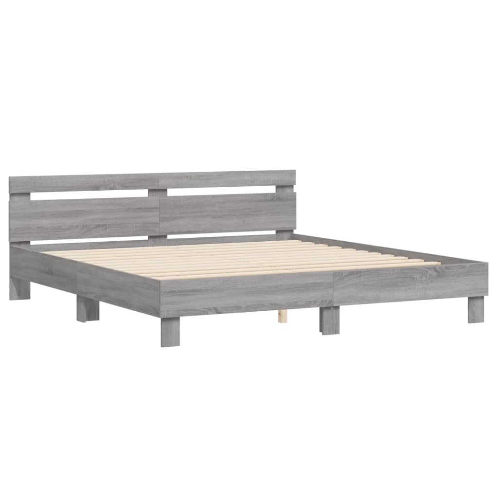 Πλαίσιο Κρεβατιού με Κεφαλάρι Γκρι Sonoma 160x200εκ. Επεξ. Ξύλο