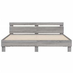 Πλαίσιο Κρεβατιού με Κεφαλάρι Γκρι Sonoma 160x200εκ. Επεξ. Ξύλο