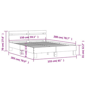 Πλαίσιο Κρεβατιού με Κεφαλάρι Μαύρο 160x200 εκ. Επεξεργ. Ξύλο