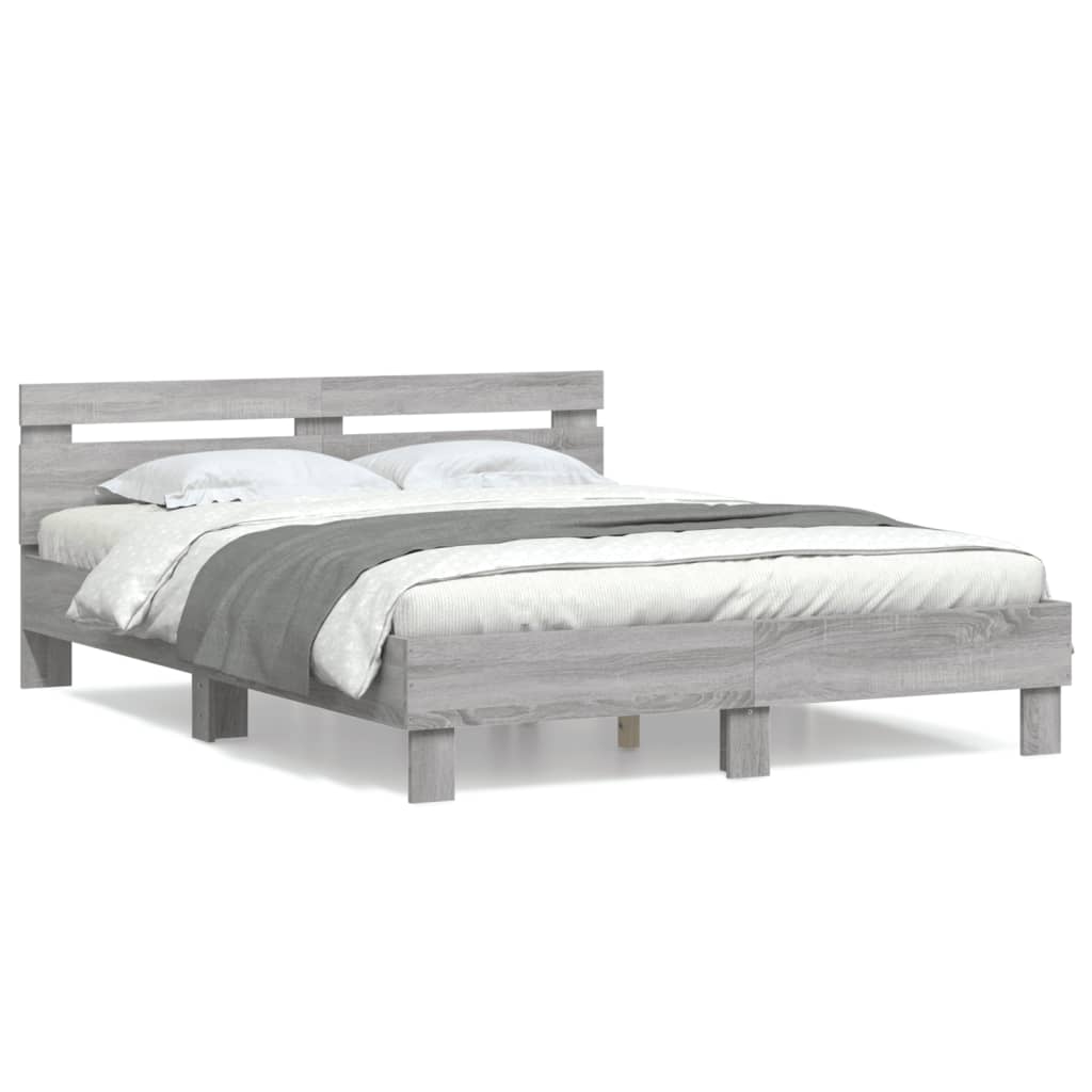 Πλαίσιο Κρεβατιού με Κεφαλάρι Γκρι Sonoma 150x200εκ. Επεξ. Ξύλο