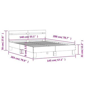 Πλαίσιο Κρεβατιού με Κεφαλάρι Λευκό 140x200 εκ. Επεξ. Ξύλο