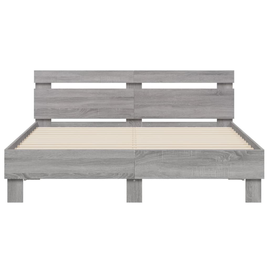 Πλαίσιο Κρεβατιού με Κεφαλάρι Γκρι Sonoma 140x200εκ. Επεξ. Ξύλο