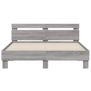 Πλαίσιο Κρεβατιού με Κεφαλάρι Γκρι Sonoma 140x200εκ. Επεξ. Ξύλο