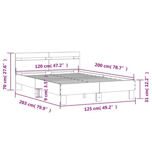 Πλαίσιο Κρεβατιού με Κεφαλάρι Sonoma Δρυς 120x200εκ. Επεξ. Ξύλο