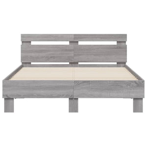 Πλαίσιο Κρεβατιού με Κεφαλάρι Γκρι Sonoma 120x200εκ. Επεξ. Ξύλο