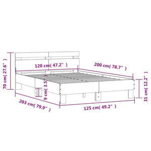 Πλαίσιο Κρεβατιού με Κεφαλάρι Γκρι Sonoma 120x200εκ. Επεξ. Ξύλο
