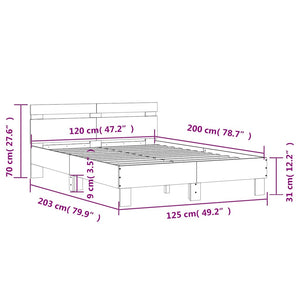 Πλαίσιο Κρεβατιού με Κεφαλάρι Καφέ Δρυς 120x200 εκ. Επεξ. Ξύλο