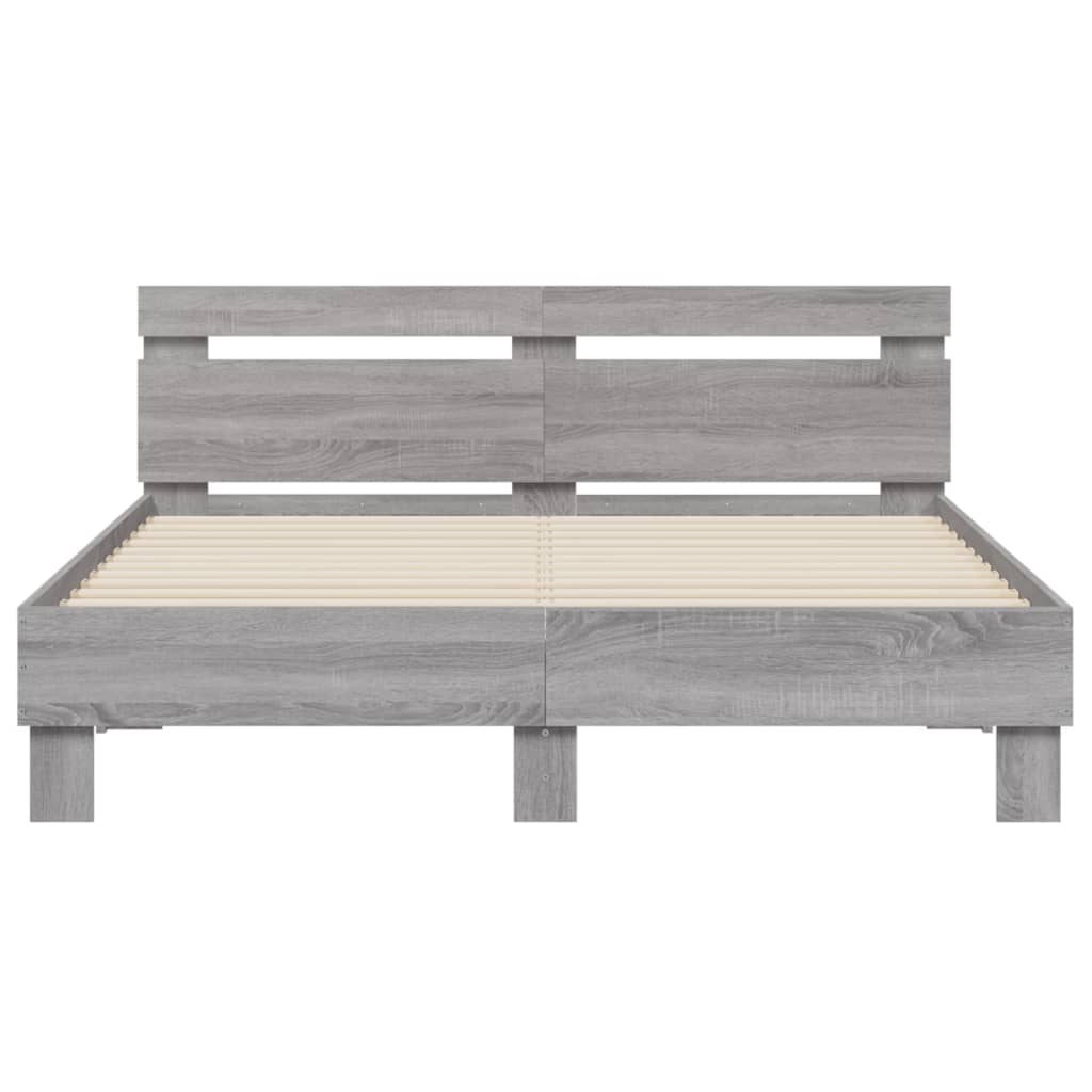 Πλαίσιο Κρεβατιού με Κεφαλάρι Γκρι Sonoma 140x190εκ. Επεξ. Ξύλο