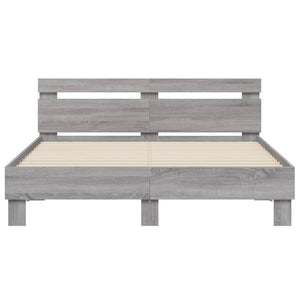 Πλαίσιο Κρεβατιού με Κεφαλάρι Γκρι Sonoma 140x190εκ. Επεξ. Ξύλο