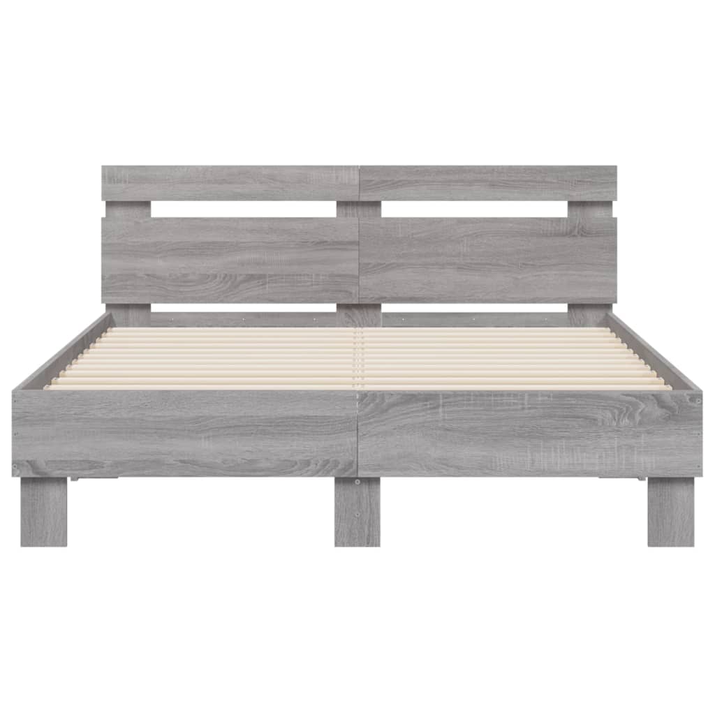 Πλαίσιο Κρεβατιού με Κεφαλάρι Γκρι sonoma 120x190εκ. Επεξ. Ξύλο - Pakobazaar