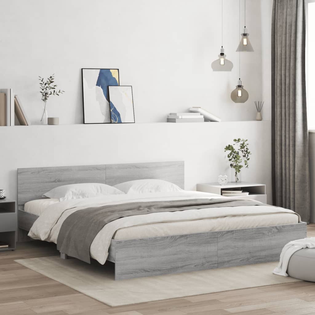 Πλαίσιο Κρεβατιού με Κεφαλάρι Γκρι Sonoma 160x200 εκ.
