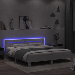 Πλαίσιο Κρεβατιού με Κεφαλάρι/LED Λευκό 200 x 200 εκ.