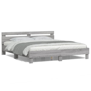 Πλαίσιο Κρεβατιού με Κεφαλάρι/LED Γκρι Sonoma 180x200 εκ.