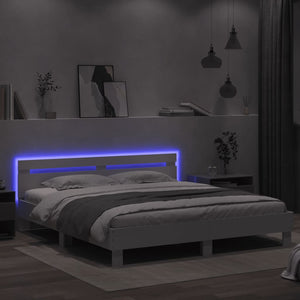 Πλαίσιο Κρεβατιού με Κεφαλάρι/LED Λευκό 160x200 εκ.