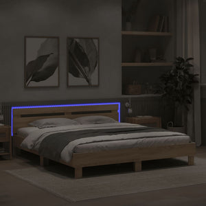 Πλαίσιο Κρεβατιού με Κεφαλάρι/LED Sonoma δρυς 160x200 εκ.