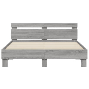 Πλαίσιο Κρεβατιού με Κεφαλάρι/LED Γκρι Sonoma 150x200 εκ.