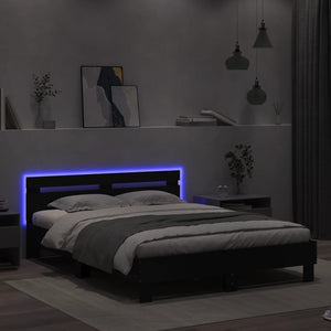 Πλαίσιο Κρεβατιού με Κεφαλάρι/LED Μαύρο 140 x 200 εκ.