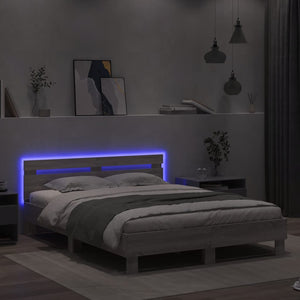 Πλαίσιο Κρεβατιού με Κεφαλάρι/LED Γκρι Sonoma 140x200 εκ.