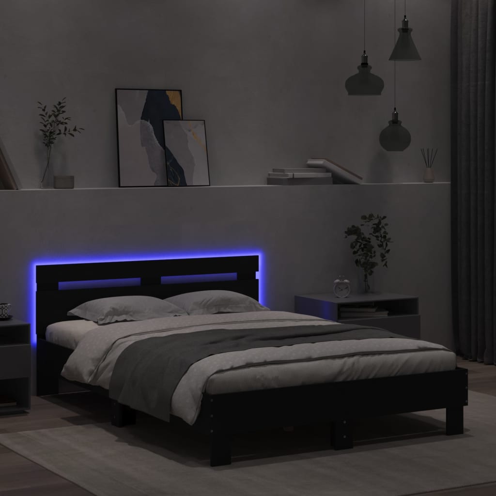 Πλαίσιο Κρεβατιού με Κεφαλάρι και LED Μαύρο 120 x 200 εκ.