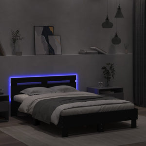 Πλαίσιο Κρεβατιού με Κεφαλάρι και LED Μαύρο 120 x 200 εκ.