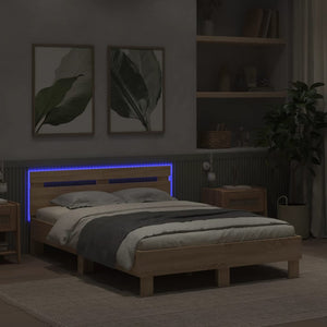 Πλαίσιο Κρεβατιού με Κεφαλάρι/LED Sonoma δρυς 120x200 εκ.
