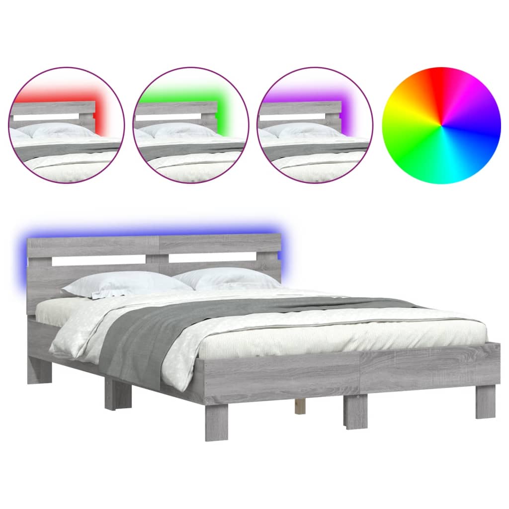 Πλαίσιο Κρεβατιού με Κεφαλάρι/LED Γκρι Sonoma 120x200 εκ.