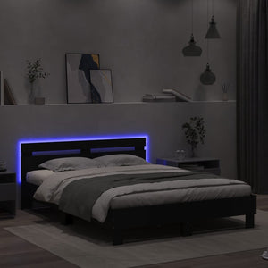 Πλαίσιο Κρεβατιού με Κεφαλάρι/LED Μαύρο 140x190 εκ.