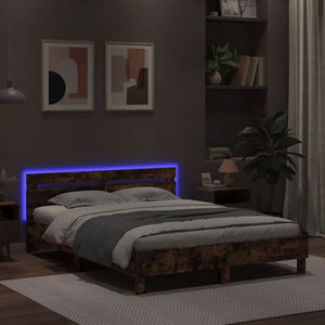 Πλαίσιο Κρεβατιού με Κεφαλάρι/LED Καπν. Δρυς 140x190 εκ.