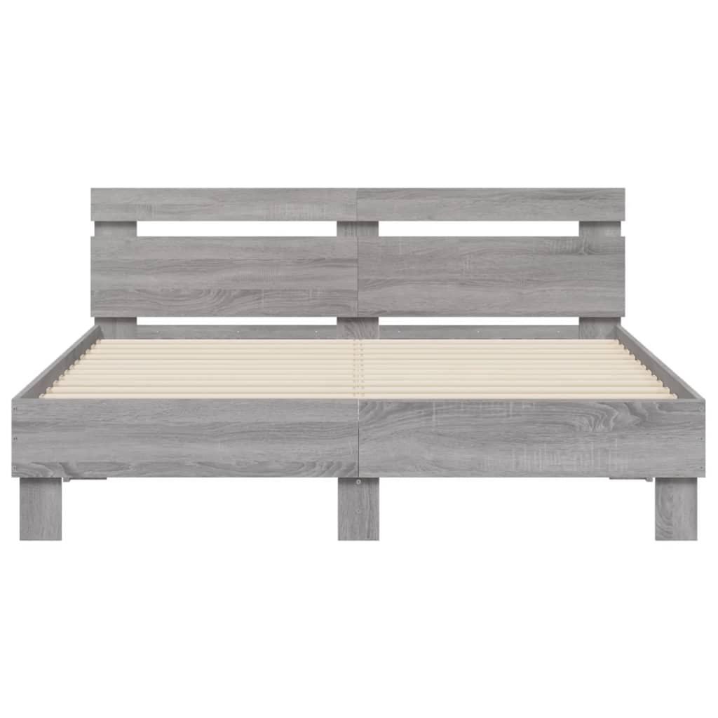 Πλαίσιο Κρεβατιού με Κεφαλάρι/LED Γκρι Sonoma 140x190 εκ.