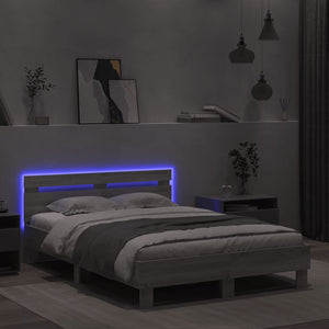 Πλαίσιο Κρεβατιού με Κεφαλάρι/LED Γκρι Sonoma 135x190 εκ.